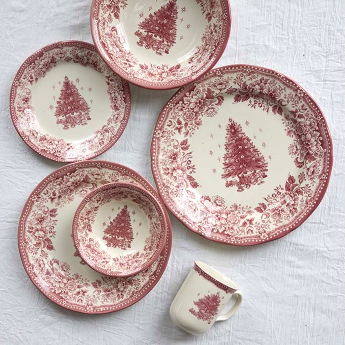 Rosa julservis julporslin juldukning jultallrik jultallrikar