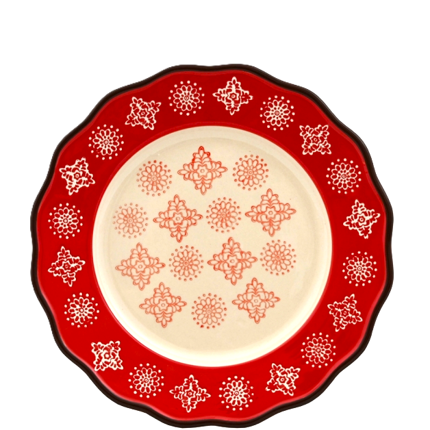 Jultallrik julporslin röd tallrik